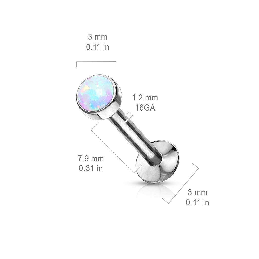 Threadless Surgical Steel Push In Flat Opal Labret Combo