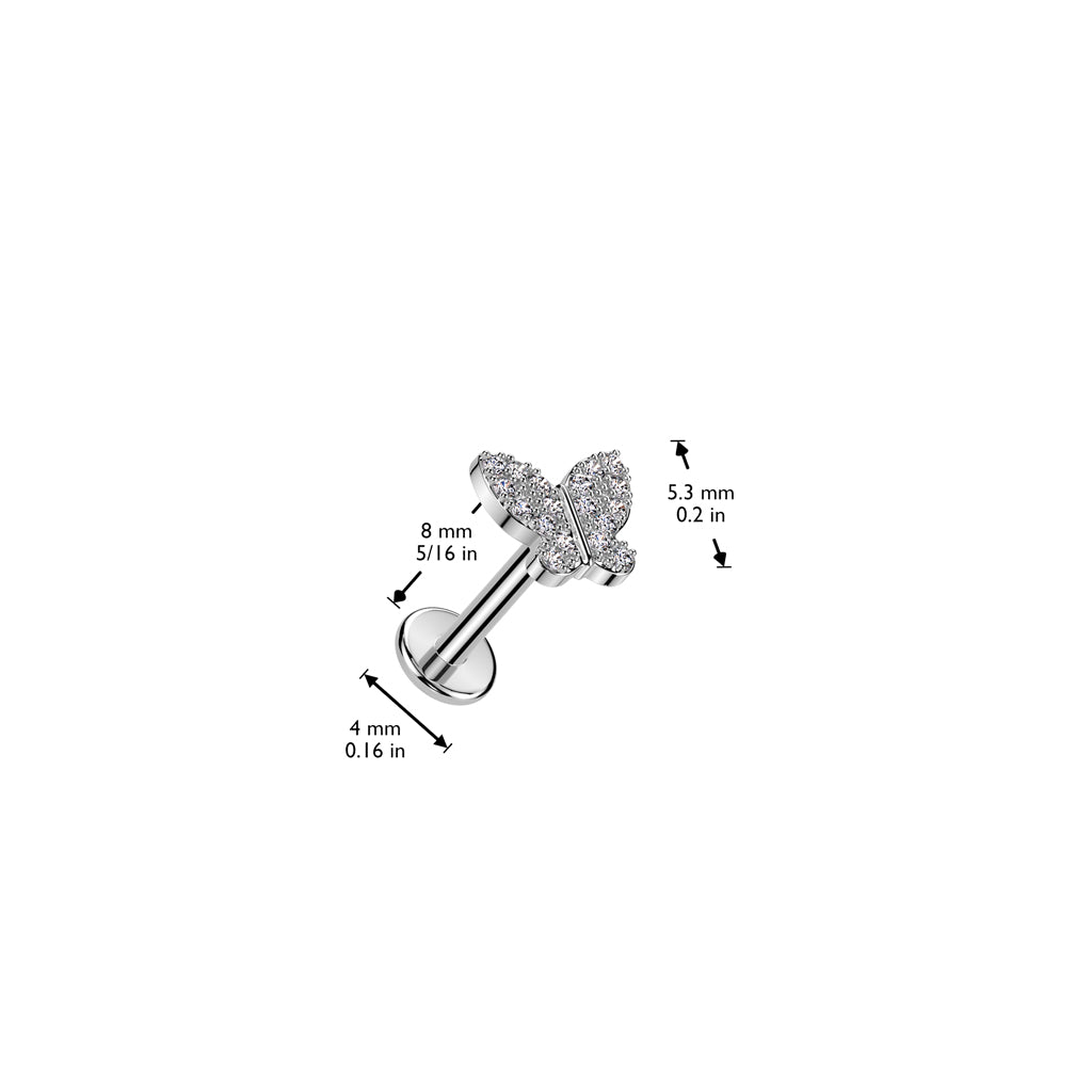 Surgical Steel CZ Butterfly Threadless Labret Combo