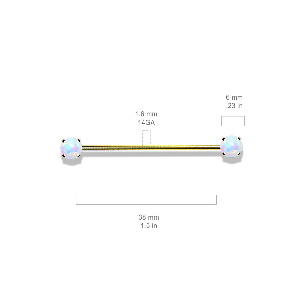 Surgical Steel Threadless Industrial with Prong Opal Ends