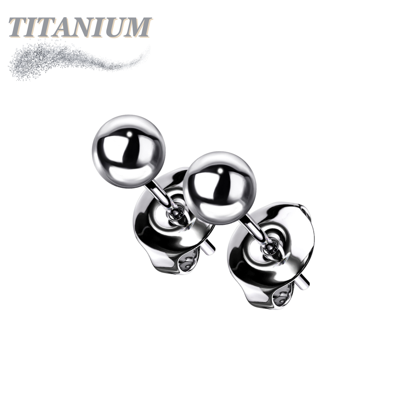 All Titanium Ball Stud Earrings