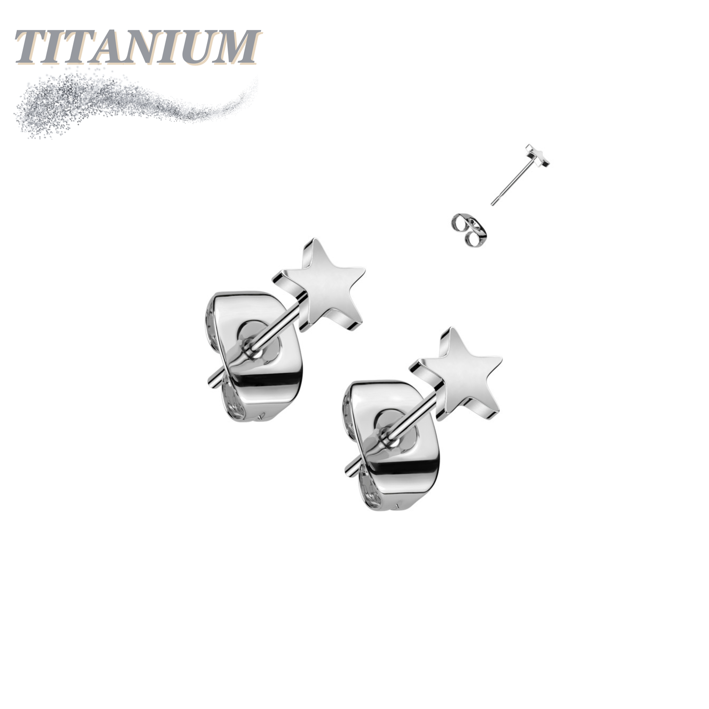 All Titanium Star Top Earrings