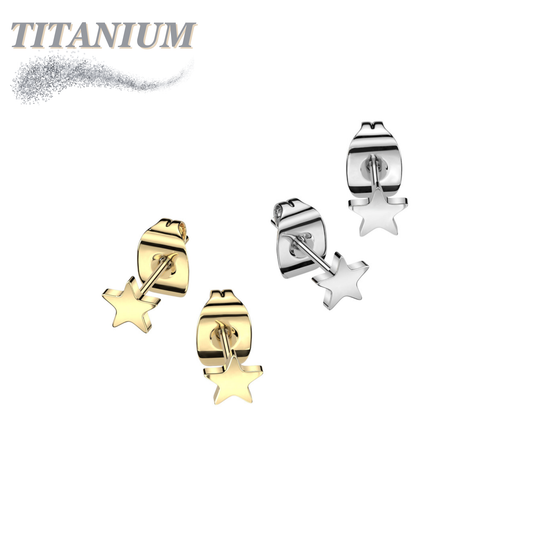 All Titanium Star Top Earrings