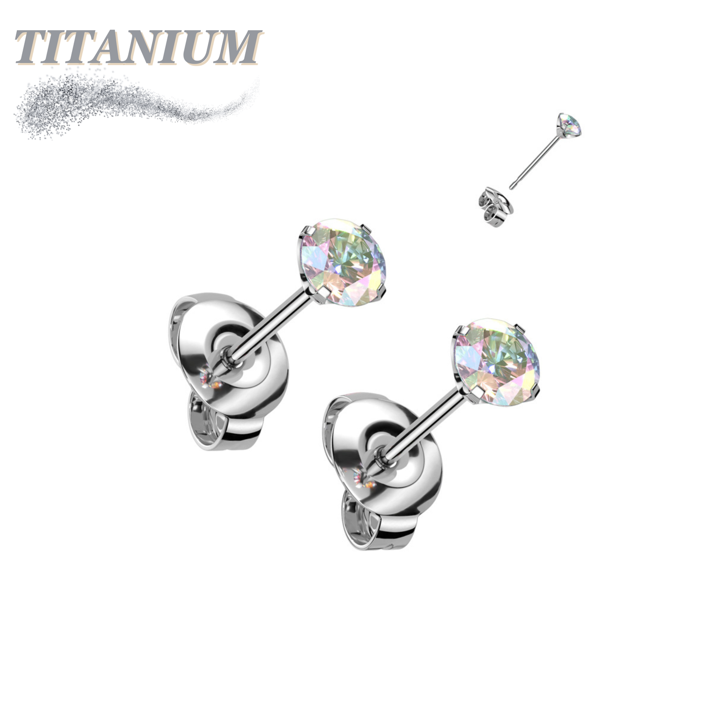 Titanium CZ Press Cut Martini Set CZ Earrings (steel backings)