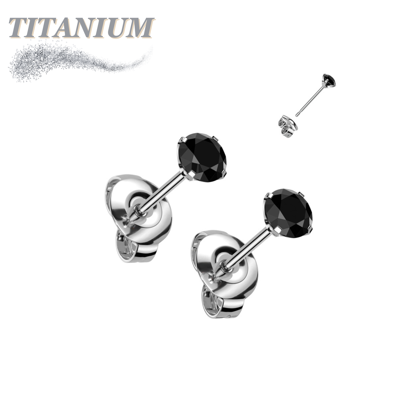 Titanium CZ Press Cut Martini Set CZ Earrings (steel backings)
