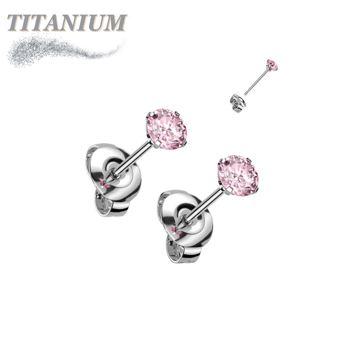 Titanium CZ Press Cut Martini Set CZ Earrings (steel backings)