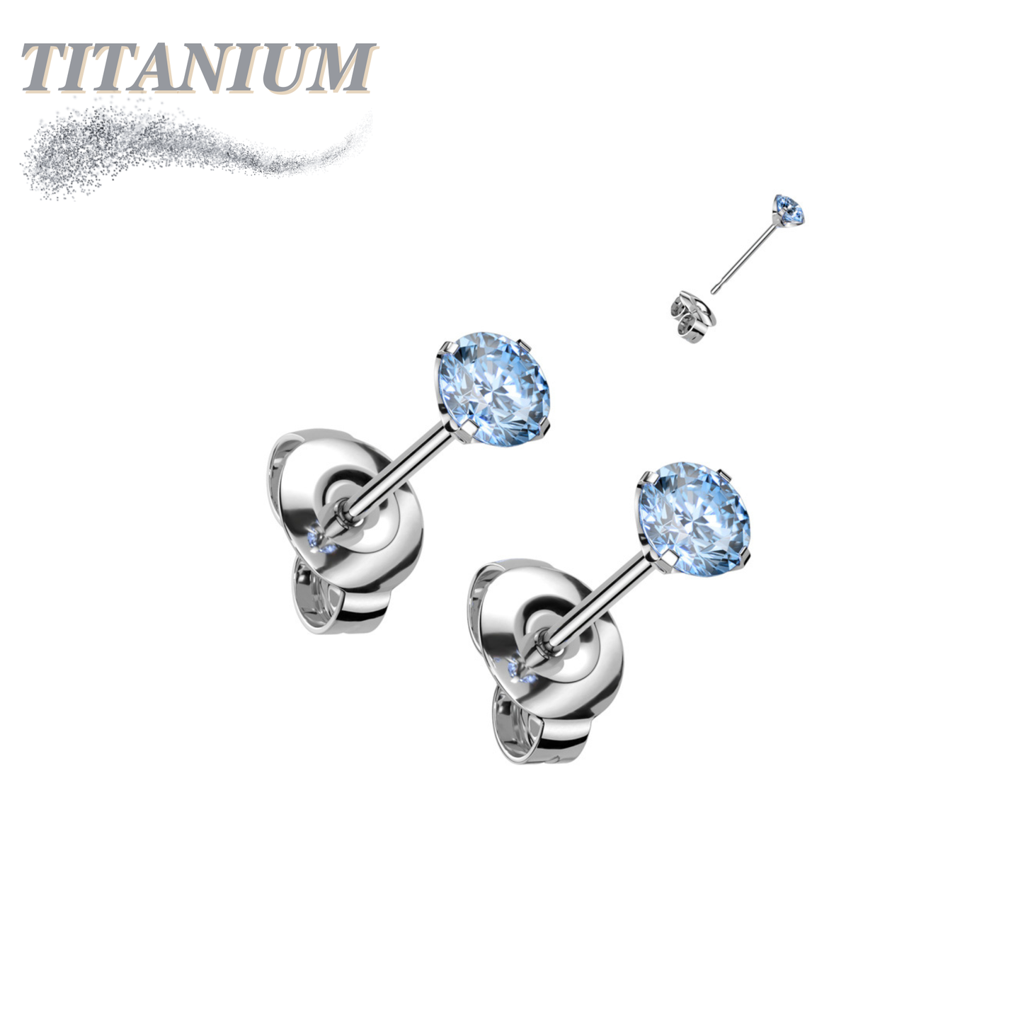 Titanium CZ Press Cut Martini Set CZ Earrings (steel backings)