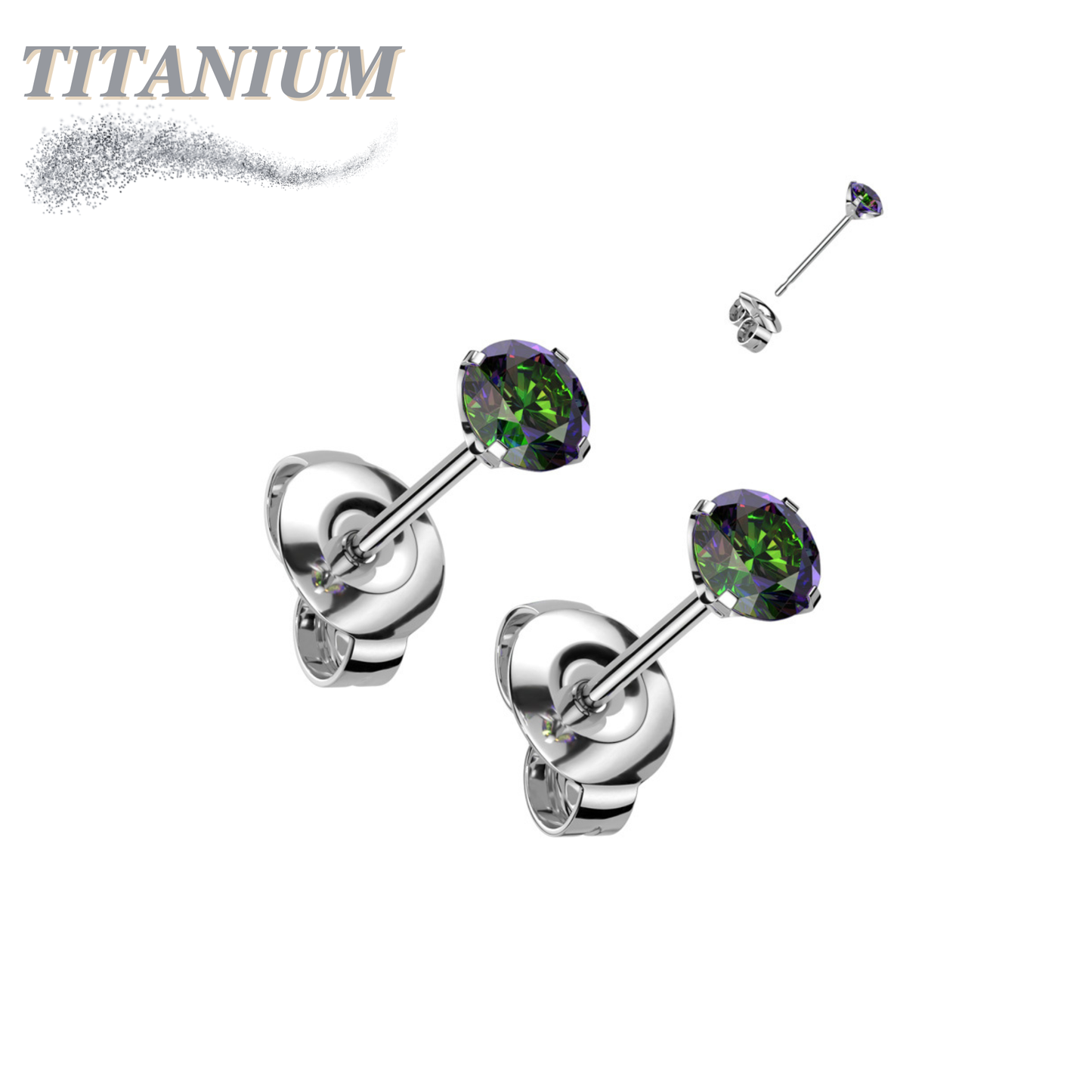 Titanium CZ Press Cut Martini Set CZ Earrings (steel backings)