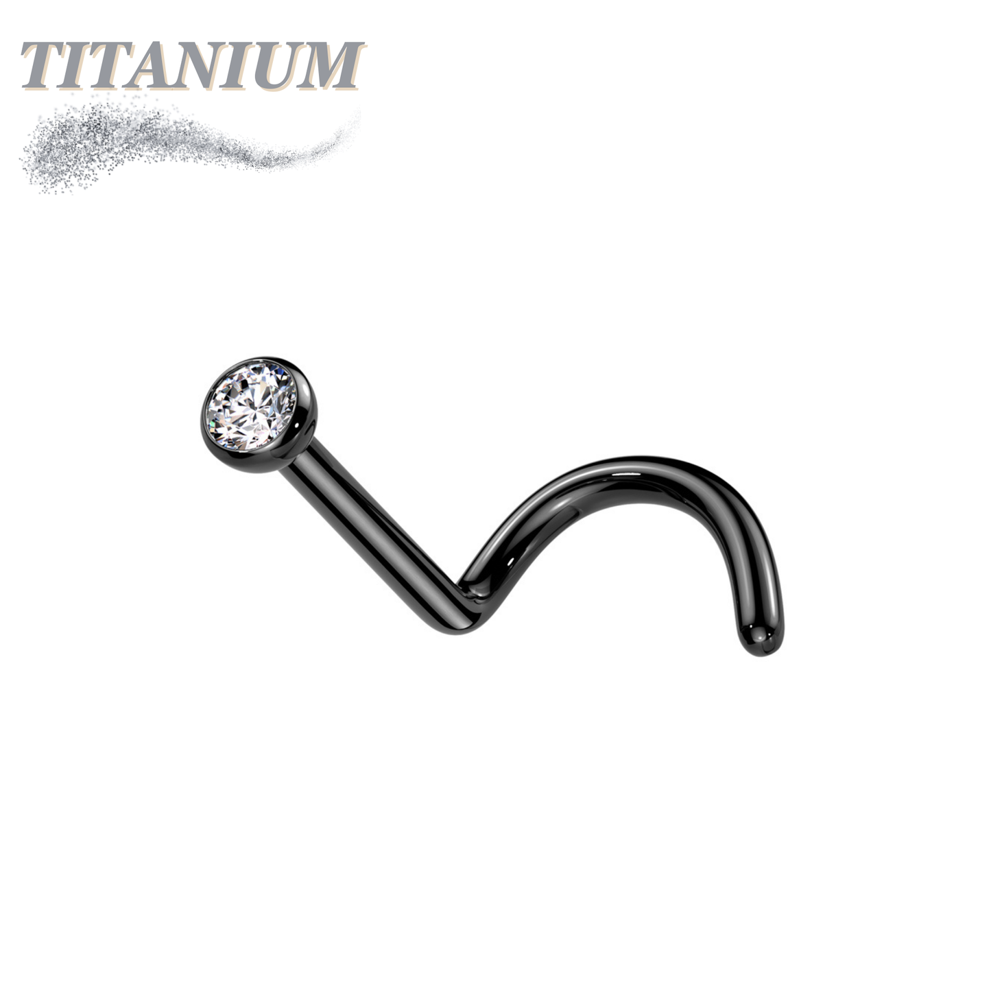 Titanium Nostril Corkscrew with Press Fit Gem Ball Top