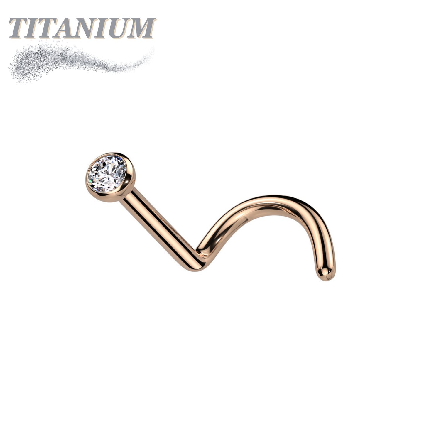 Titanium Nostril Corkscrew with Press Fit Gem Ball Top