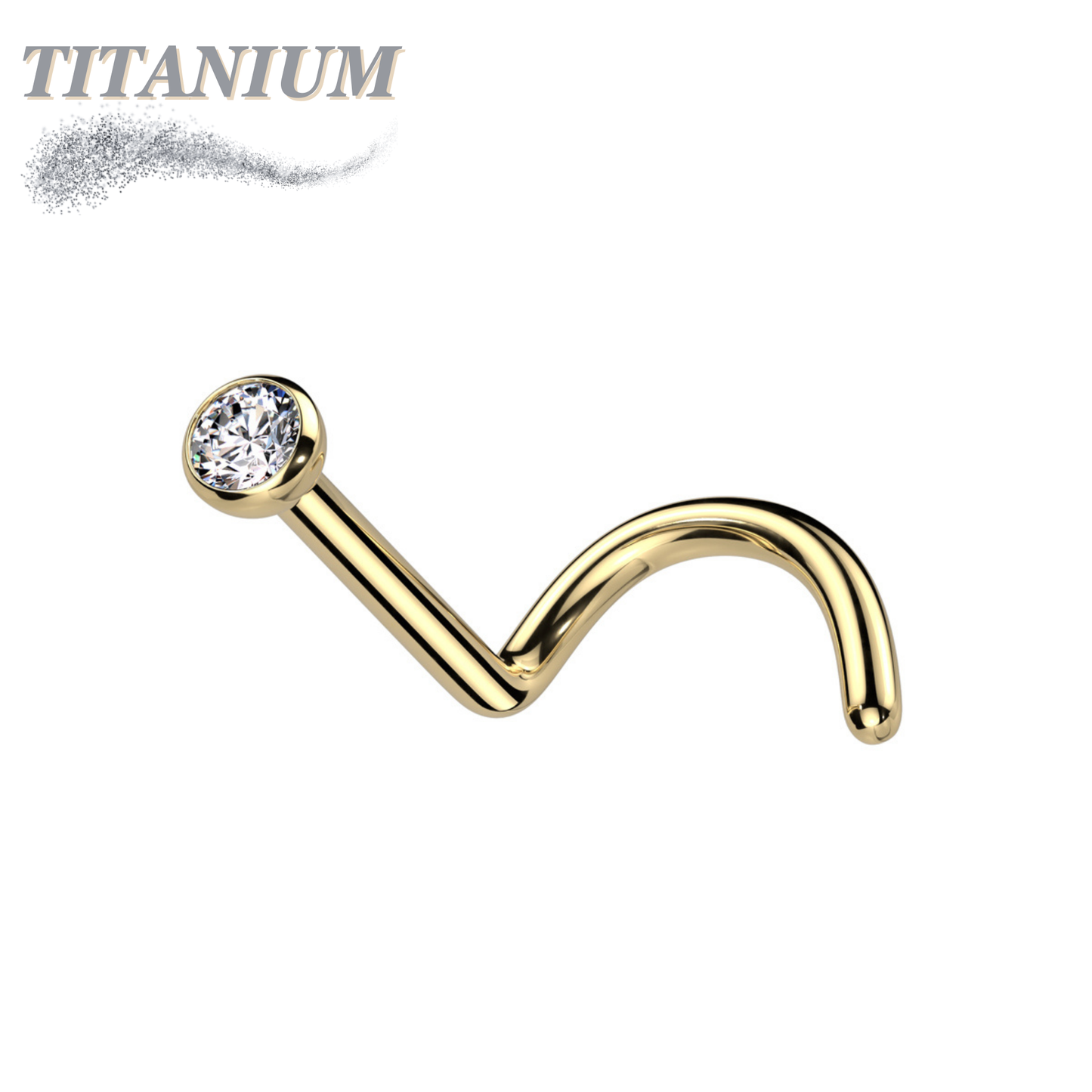 Titanium Nostril Corkscrew with Press Fit Gem Ball Top