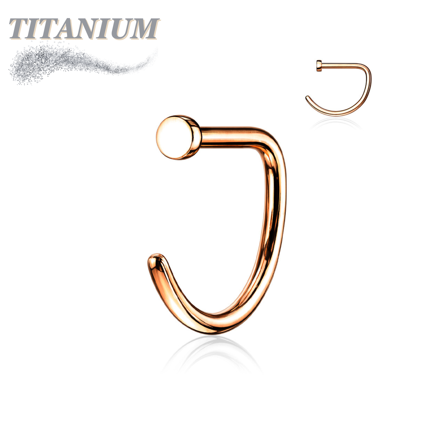Titanium D Shape Flat Top Nostril Hoop