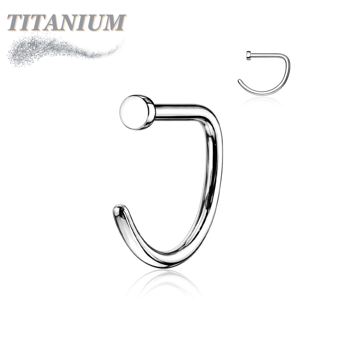 Titanium D Shape Flat Top Nostril Hoop