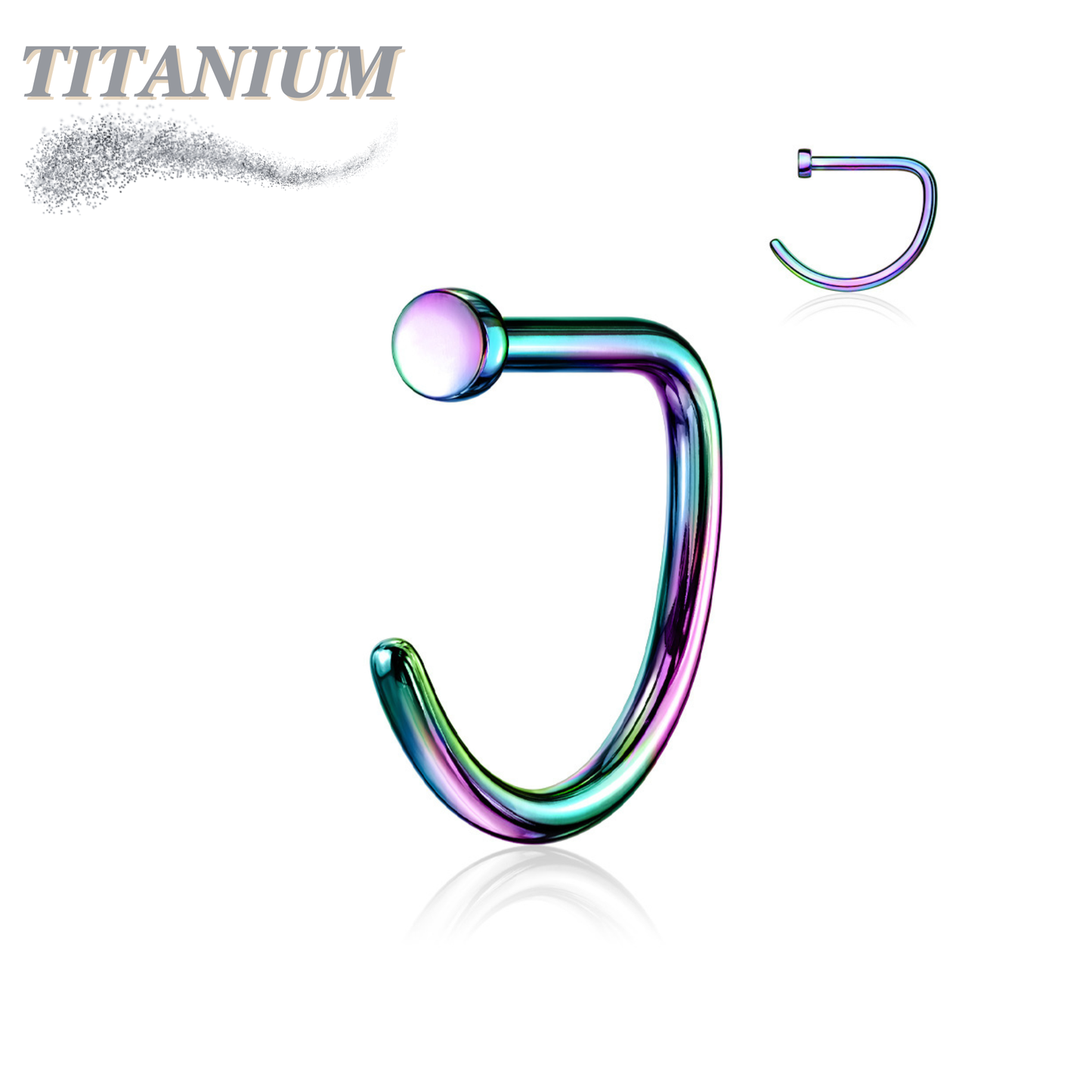 Titanium D Shape Flat Top Nostril Hoop