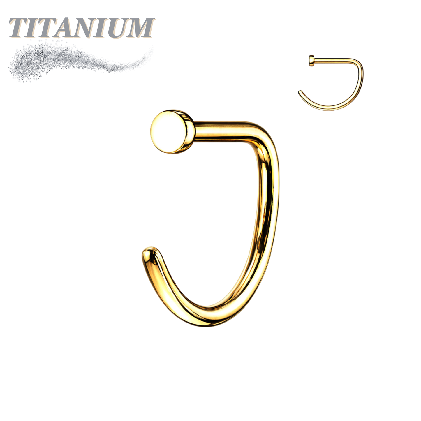 Titanium D Shape Flat Top Nostril Hoop