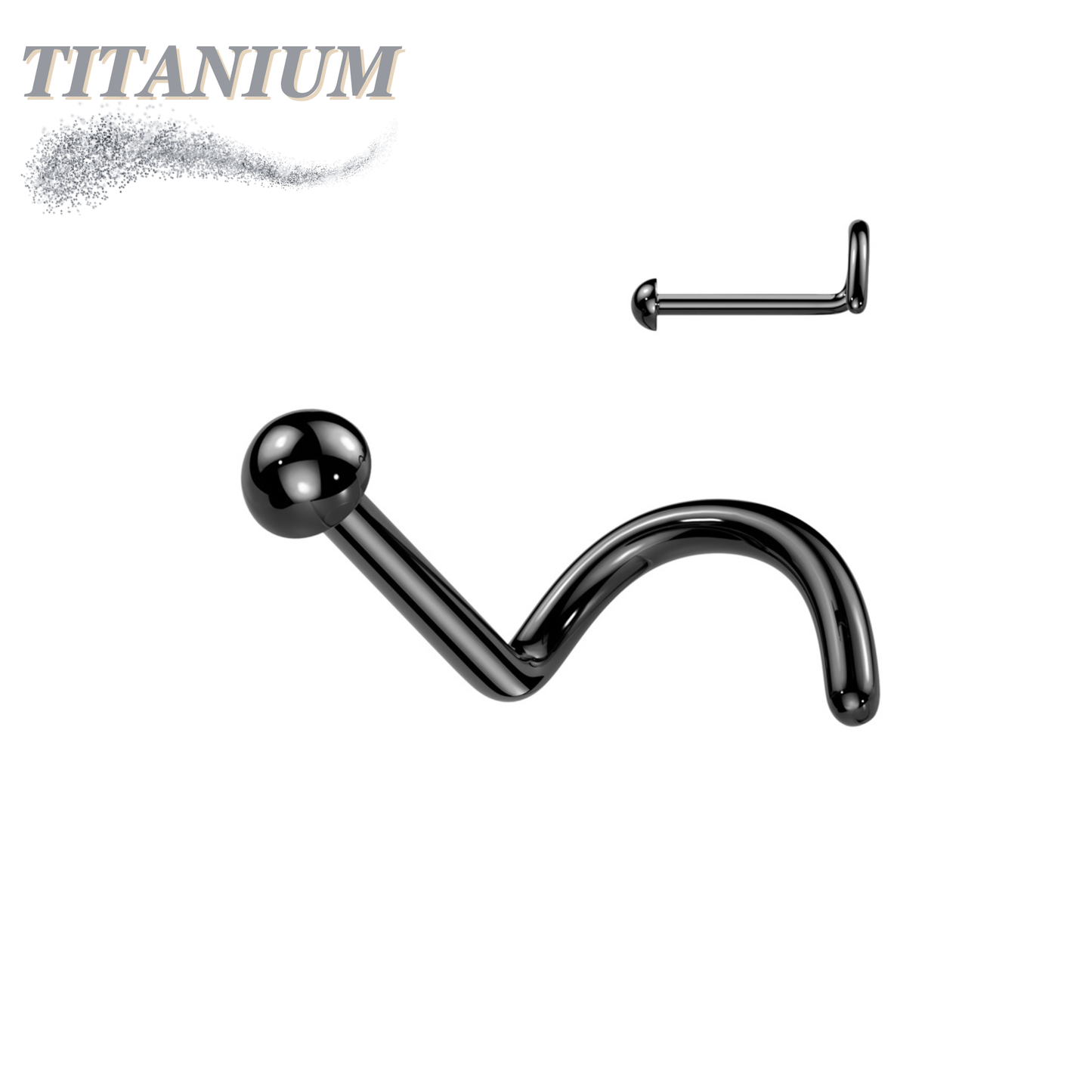 Titanium Nostril Corkscrew with 2mm Round Dome
