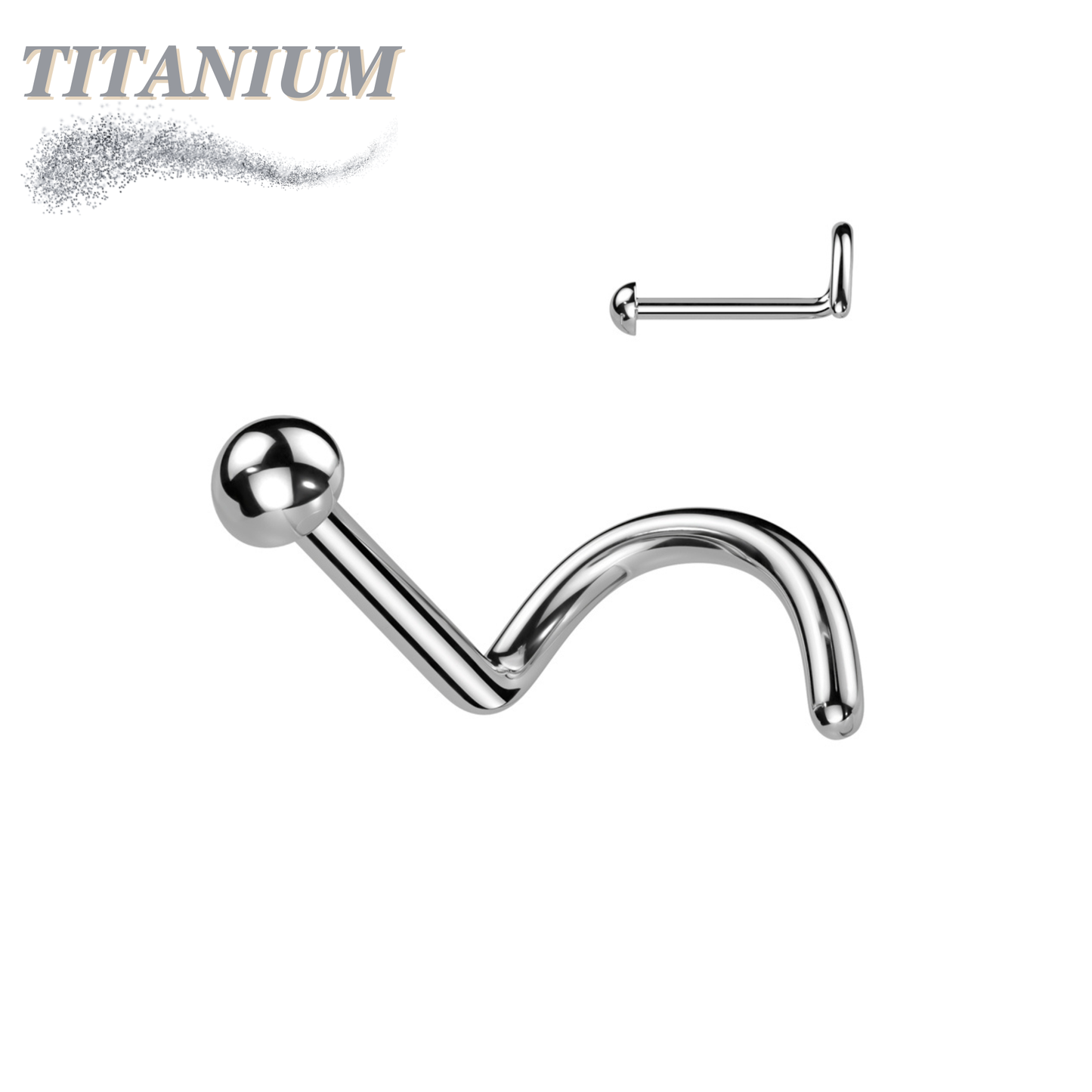 Titanium Nostril Corkscrew with 2mm Round Dome