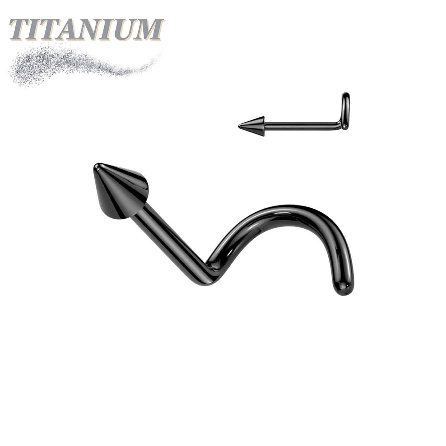 Titanium Nostril Corkscrew with 2mm Spike Top