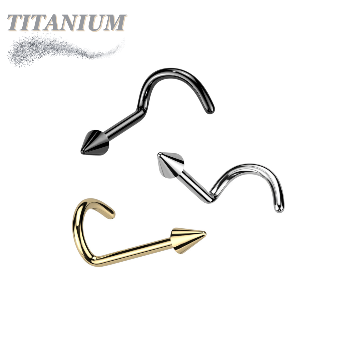 Titanium Nostril Corkscrew with 2mm Spike Top