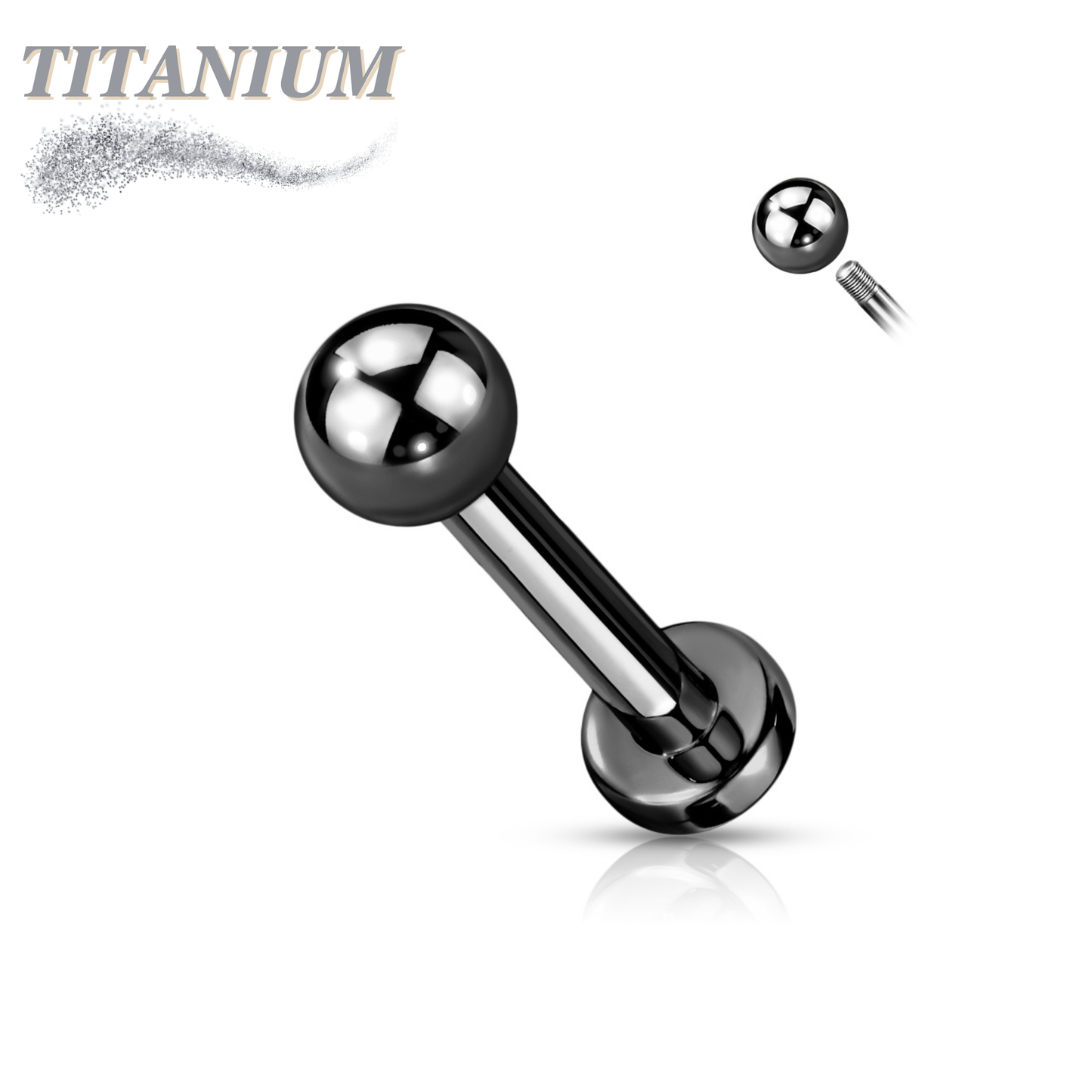 Titanium Colored Labrets with External Thread Plain Ball
