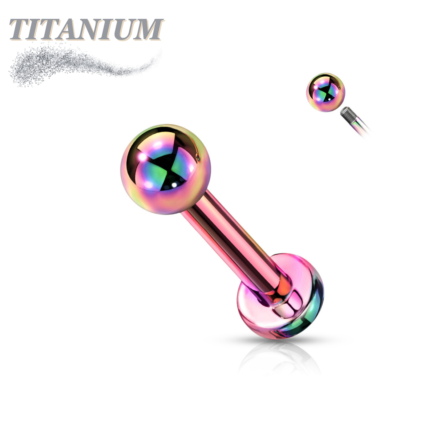 Titanium Colored Labrets with External Thread Plain Ball