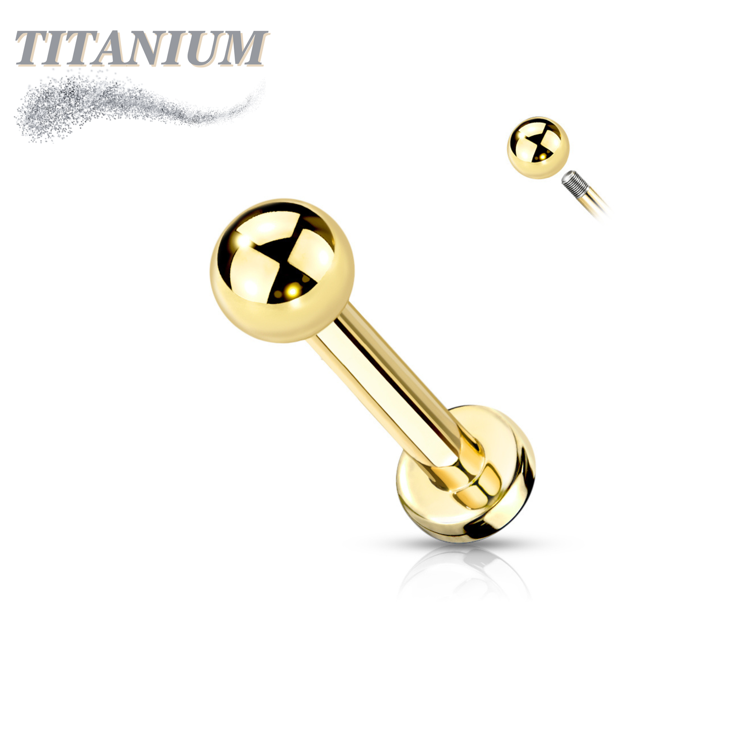 Titanium Colored Labrets with External Thread Plain Ball