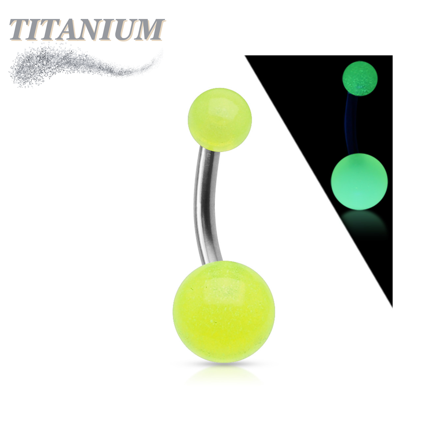 Glow in the Dark Titanium Belly Banana External Thread