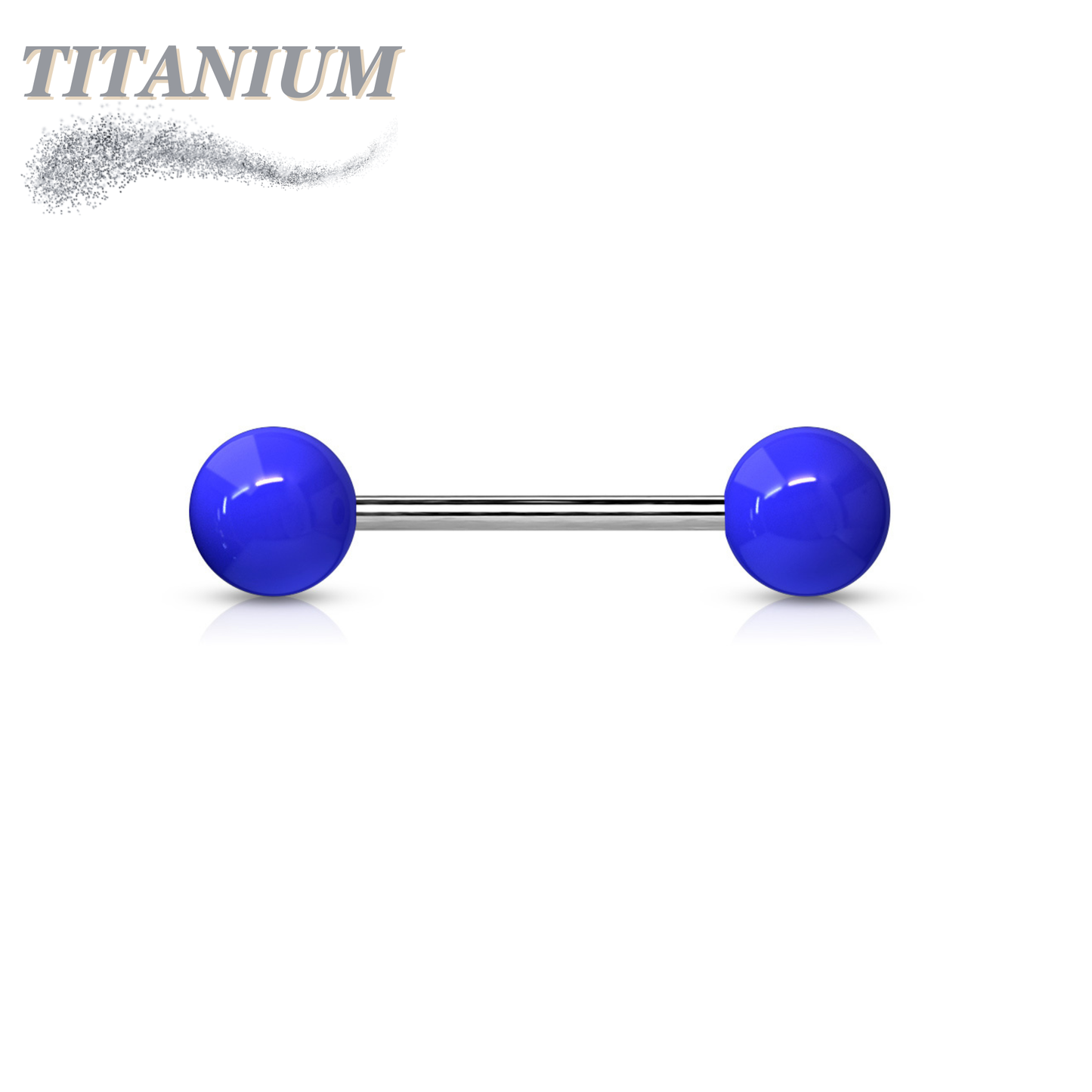 Titanium Nipple/Tongue Barbell with Acrylic Balls