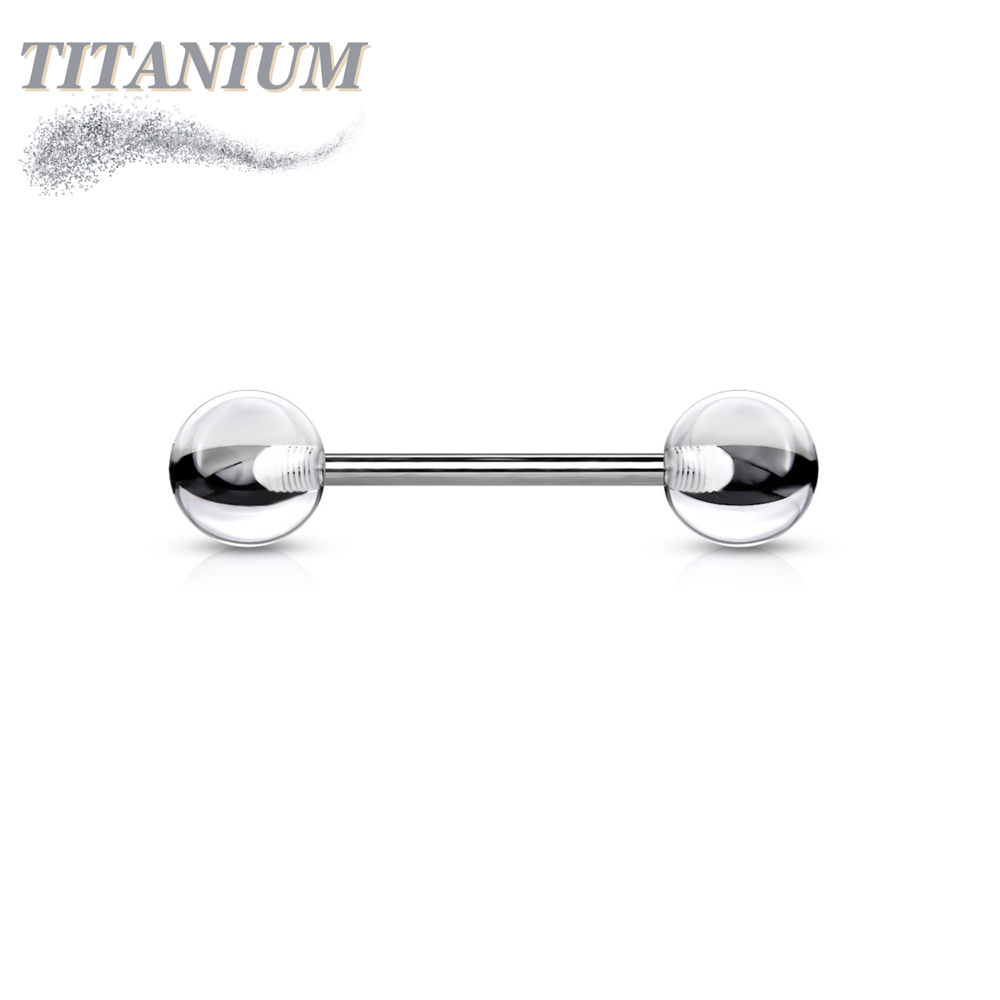 Titanium Nipple/Tongue Barbell with Acrylic Balls