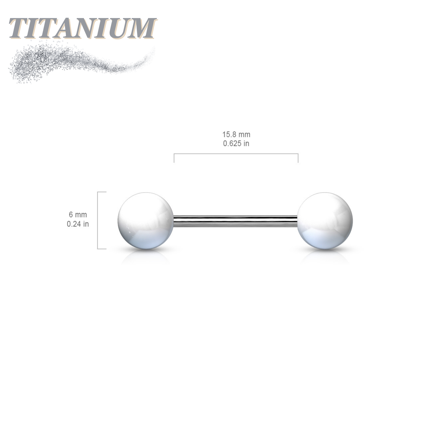 Titanium Nipple/Tongue Barbell with Acrylic Balls