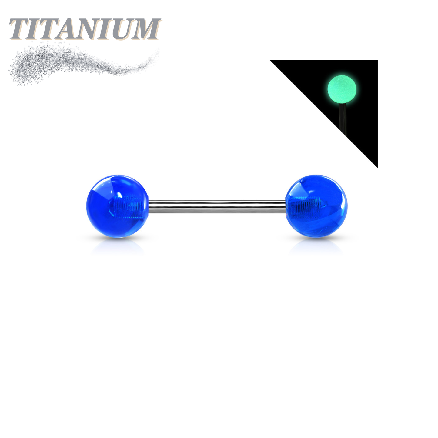 Glow in the Dark Titanium Barbell External Thread