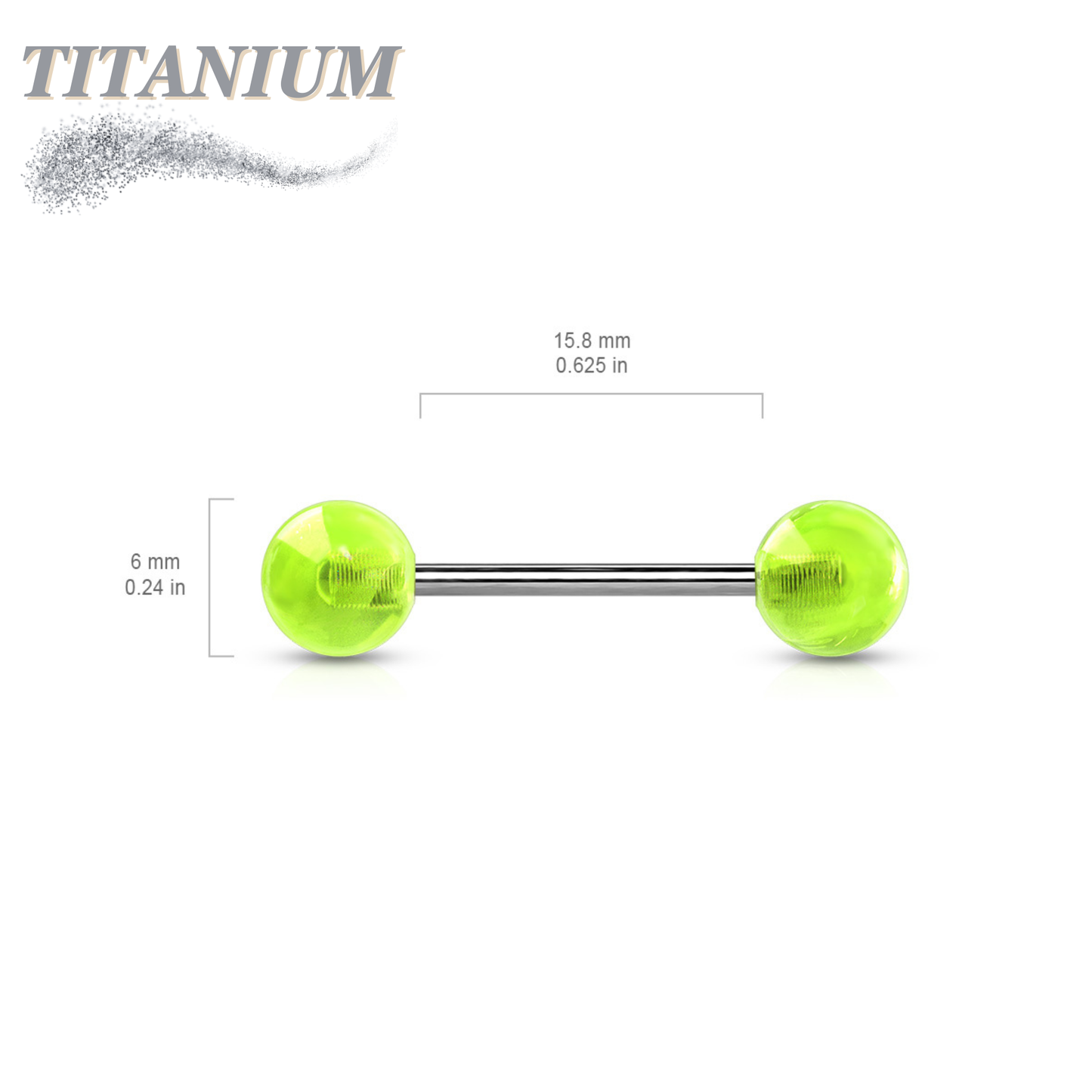 Glow in the Dark Titanium Barbell External Thread