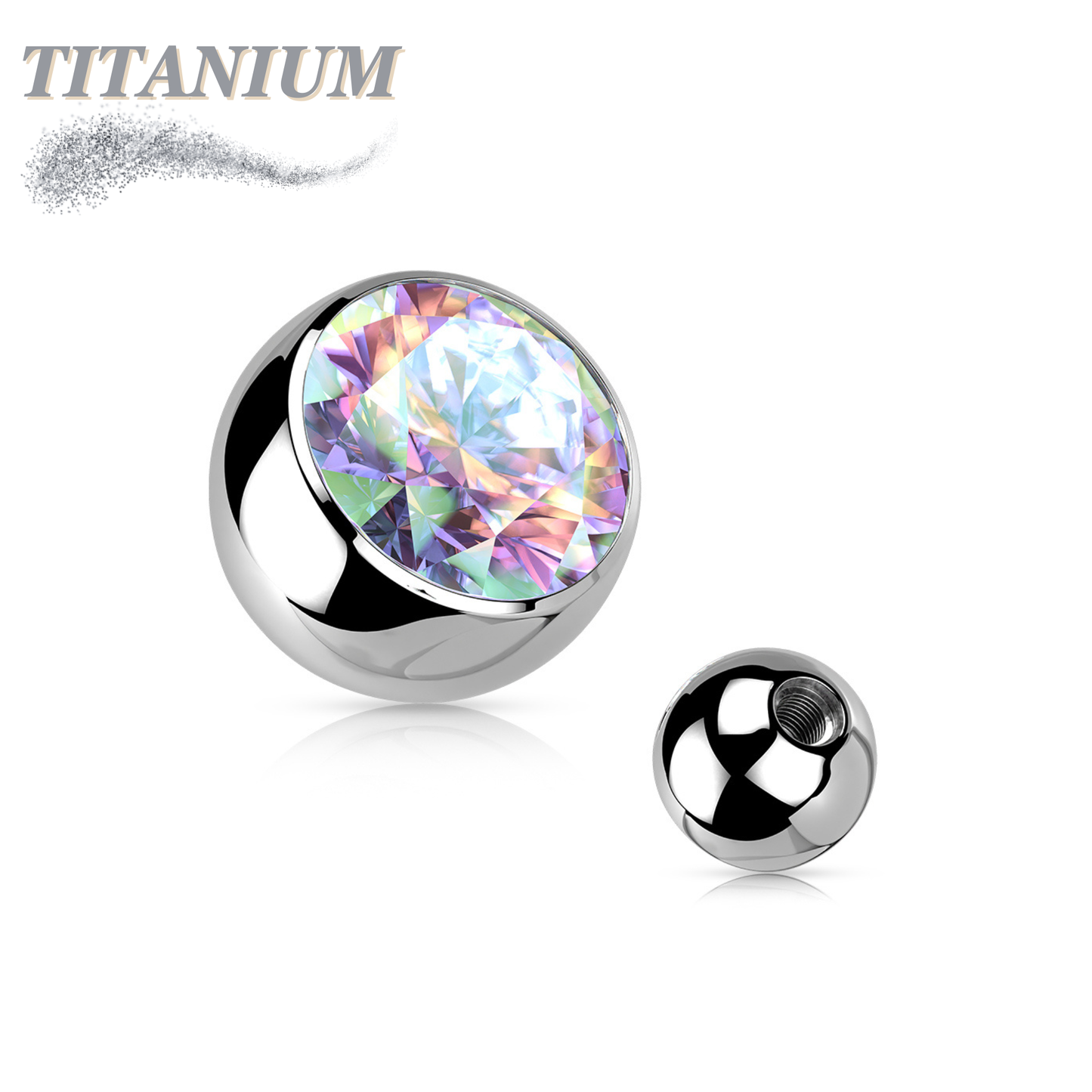 Externally Threaded Press Fit Gem Titanium Ball Ends