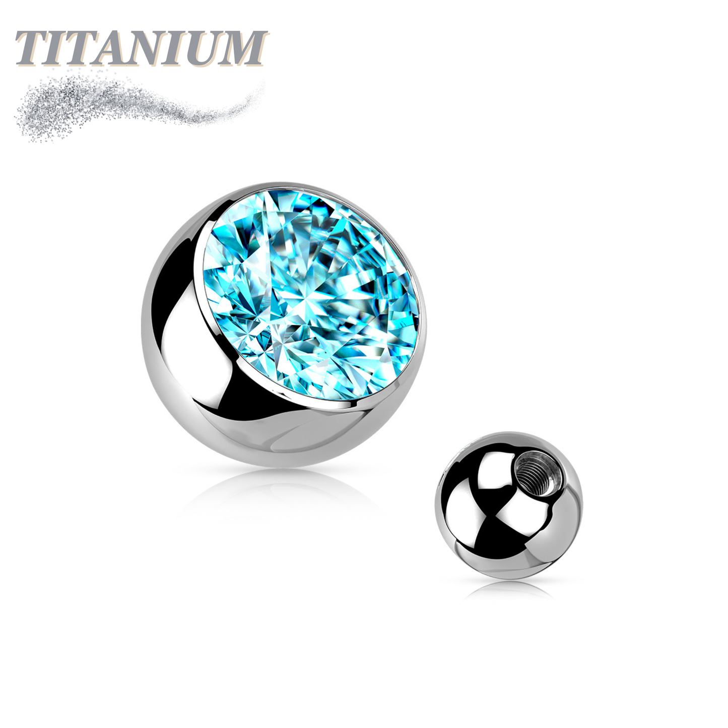 Externally Threaded Press Fit Gem Titanium Ball Ends