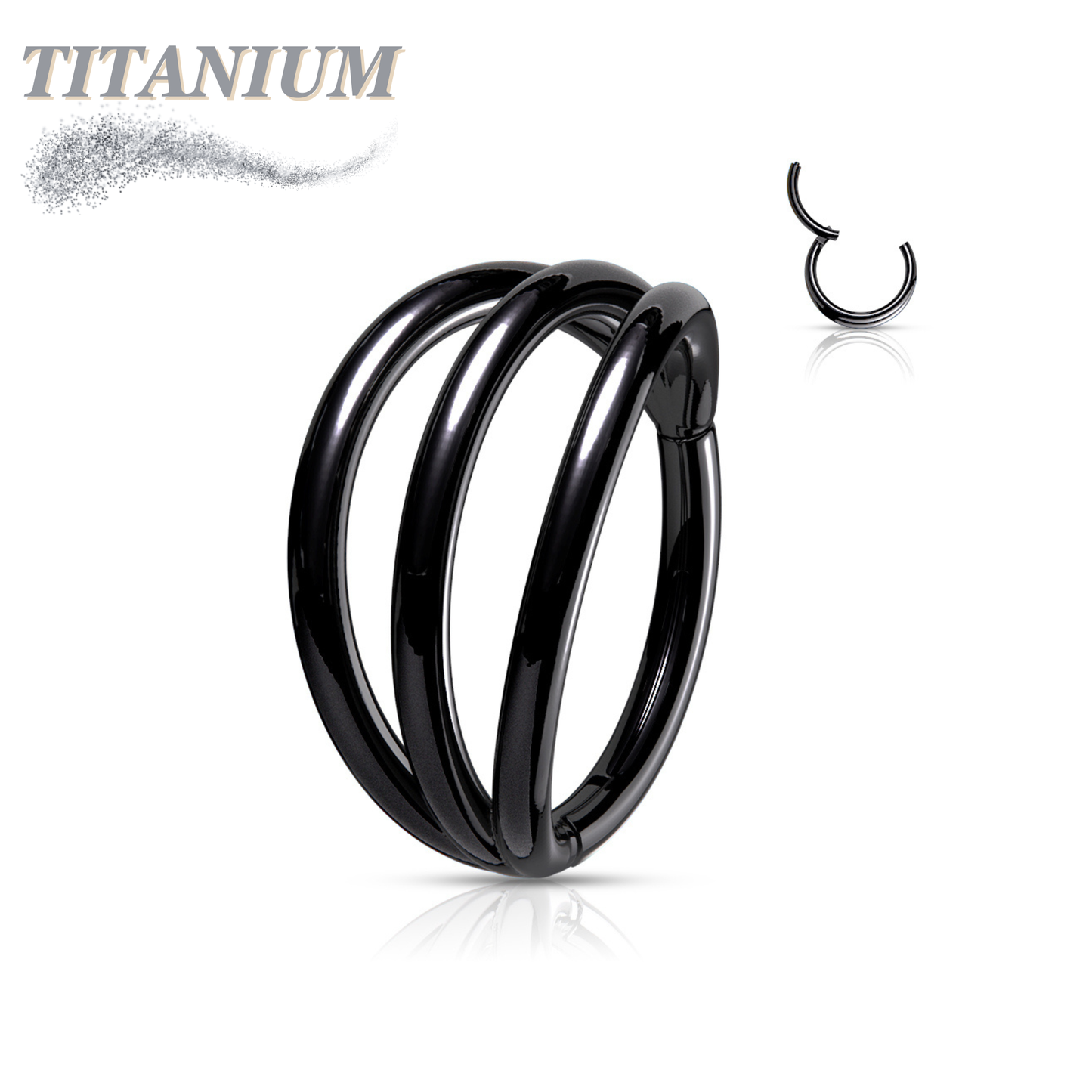 Titanium Hinged Hoop with 3 Separated Outer Rings