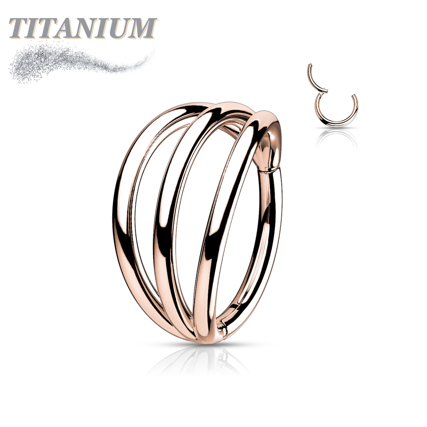 Titanium Hinged Hoop with 3 Separated Outer Rings