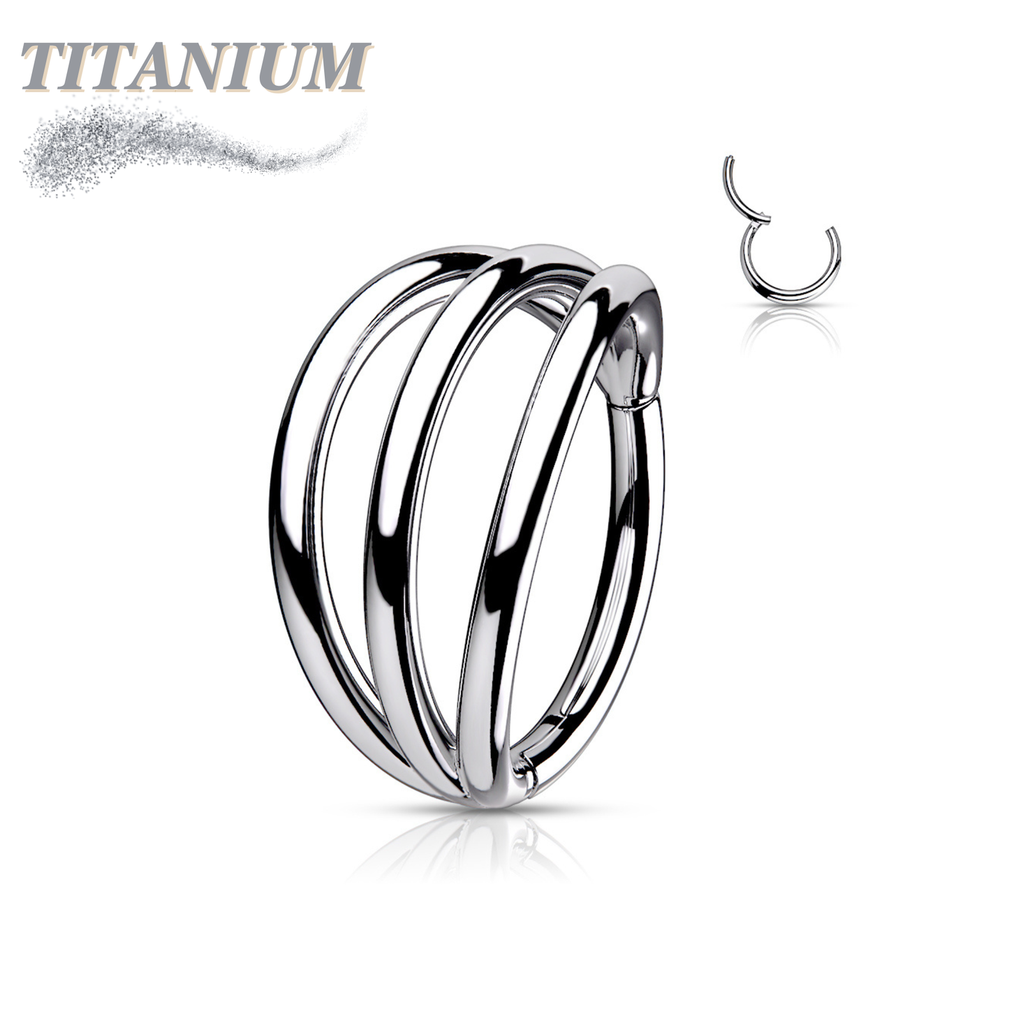 Titanium Hinged Hoop with 3 Separated Outer Rings