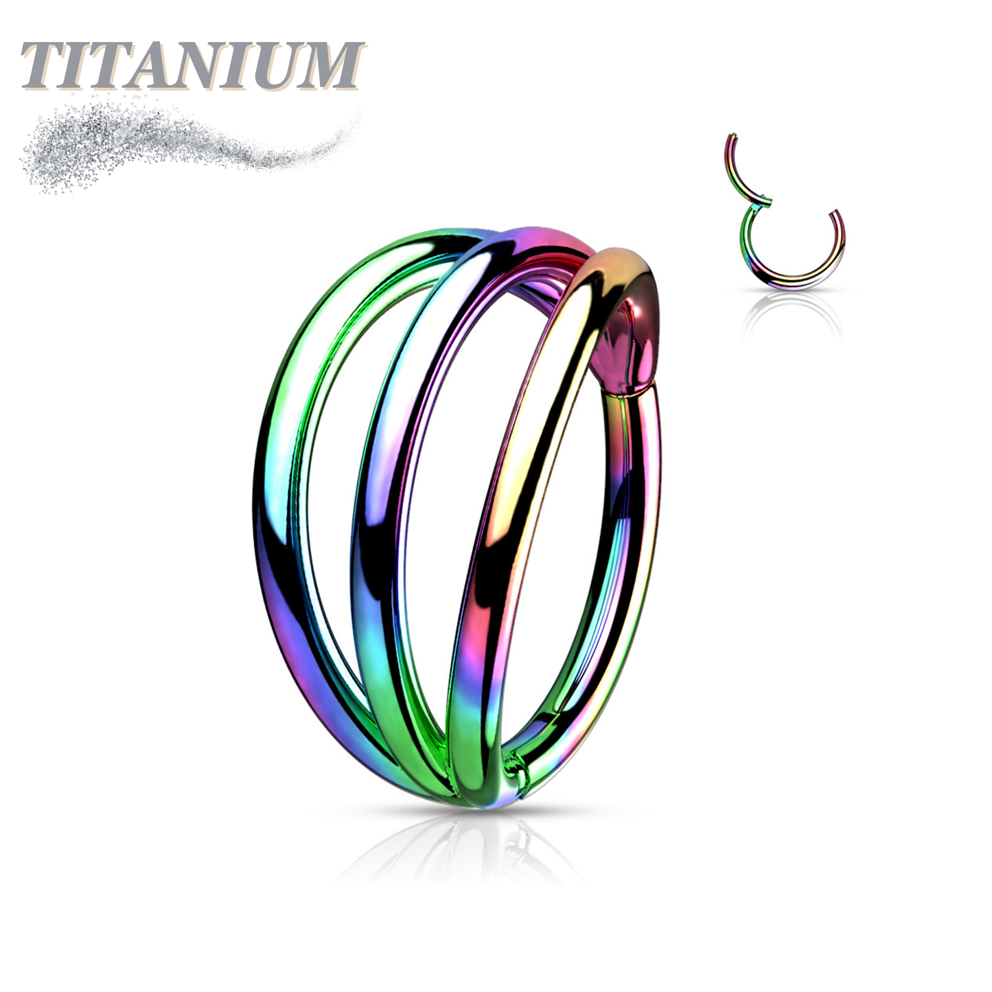 Titanium Hinged Hoop with 3 Separated Outer Rings