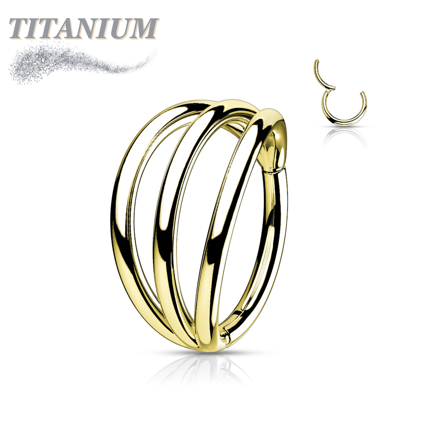 Titanium Hinged Hoop with 3 Separated Outer Rings