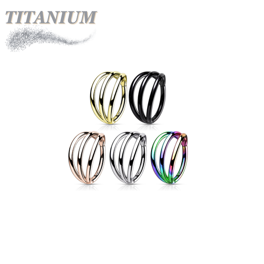 Titanium Hinged Hoop with 3 Separated Outer Rings