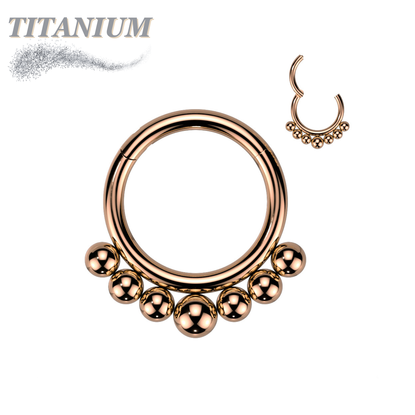 Titanium Graduated Ball Lined Hinged Ring