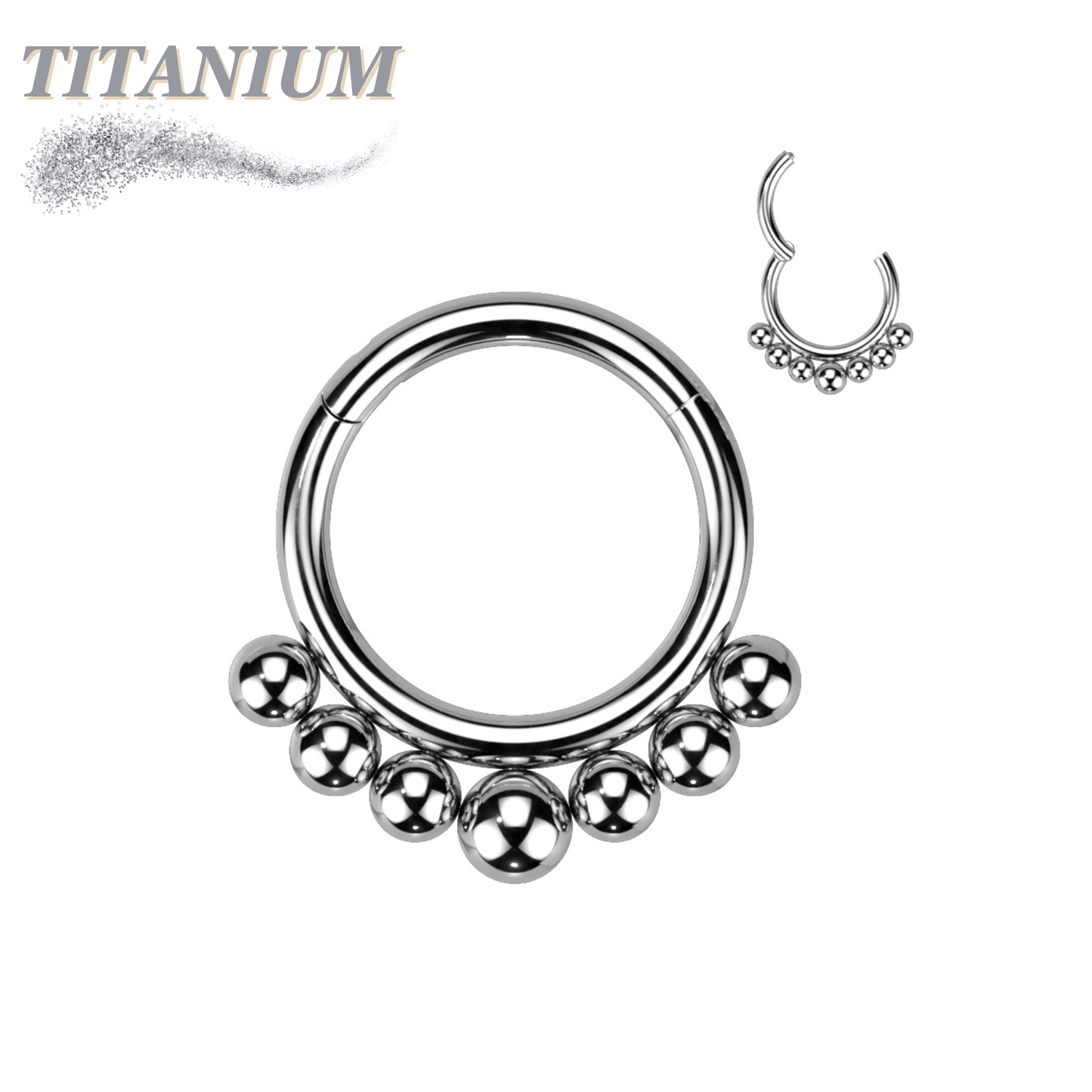 Titanium Graduated Ball Lined Hinged Ring
