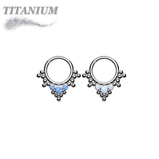 Titanium Clicker Tribal Opal Bead Setting