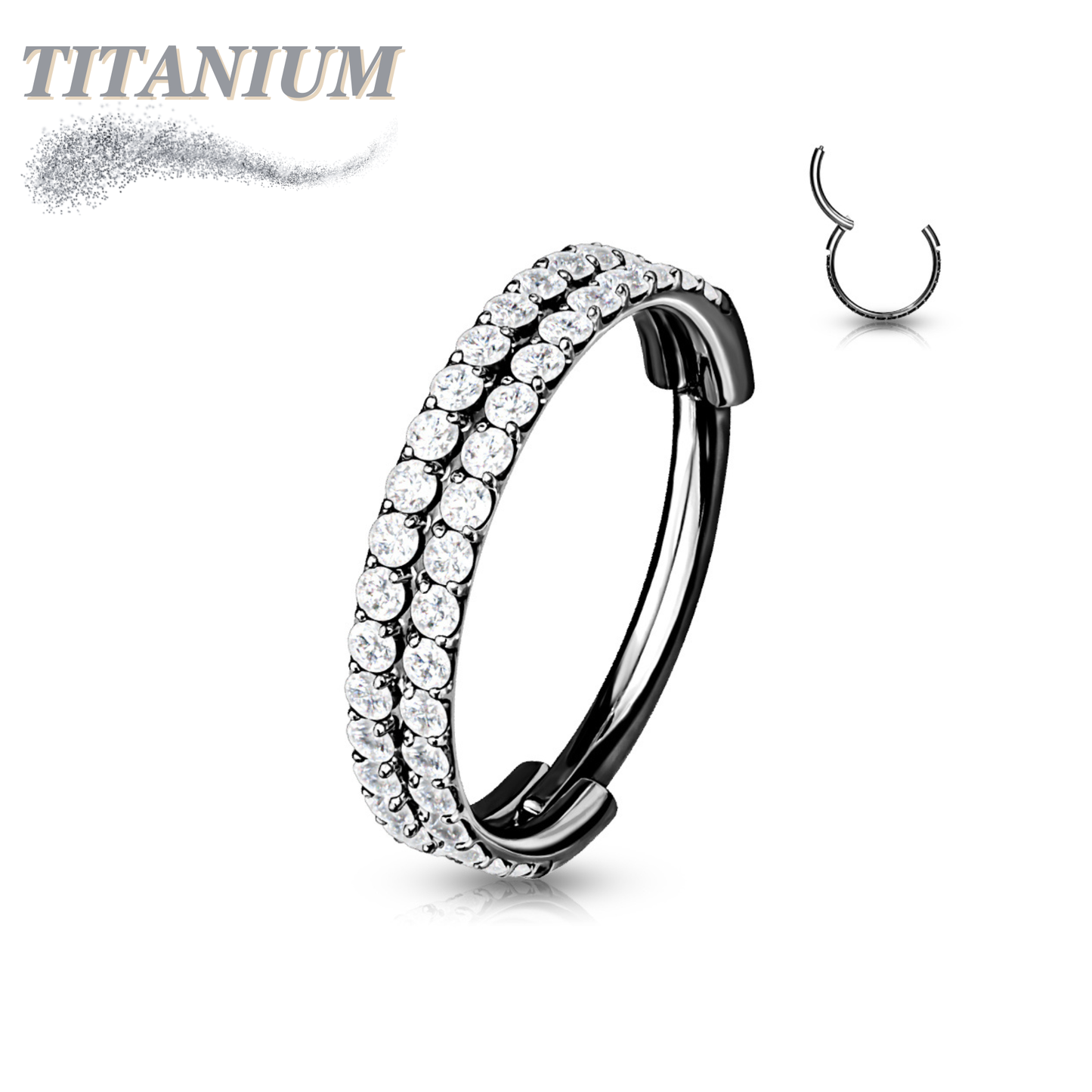 Titanium Hinged CZ Outward Side Face Double Row