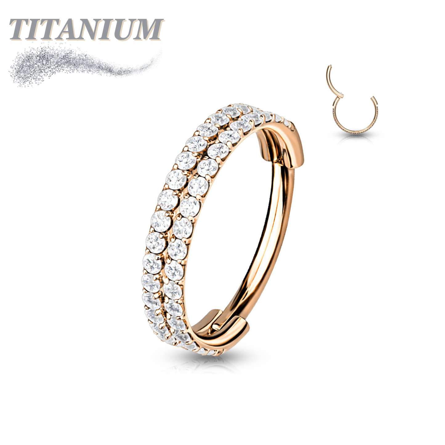 Titanium Hinged CZ Outward Side Face Double Row