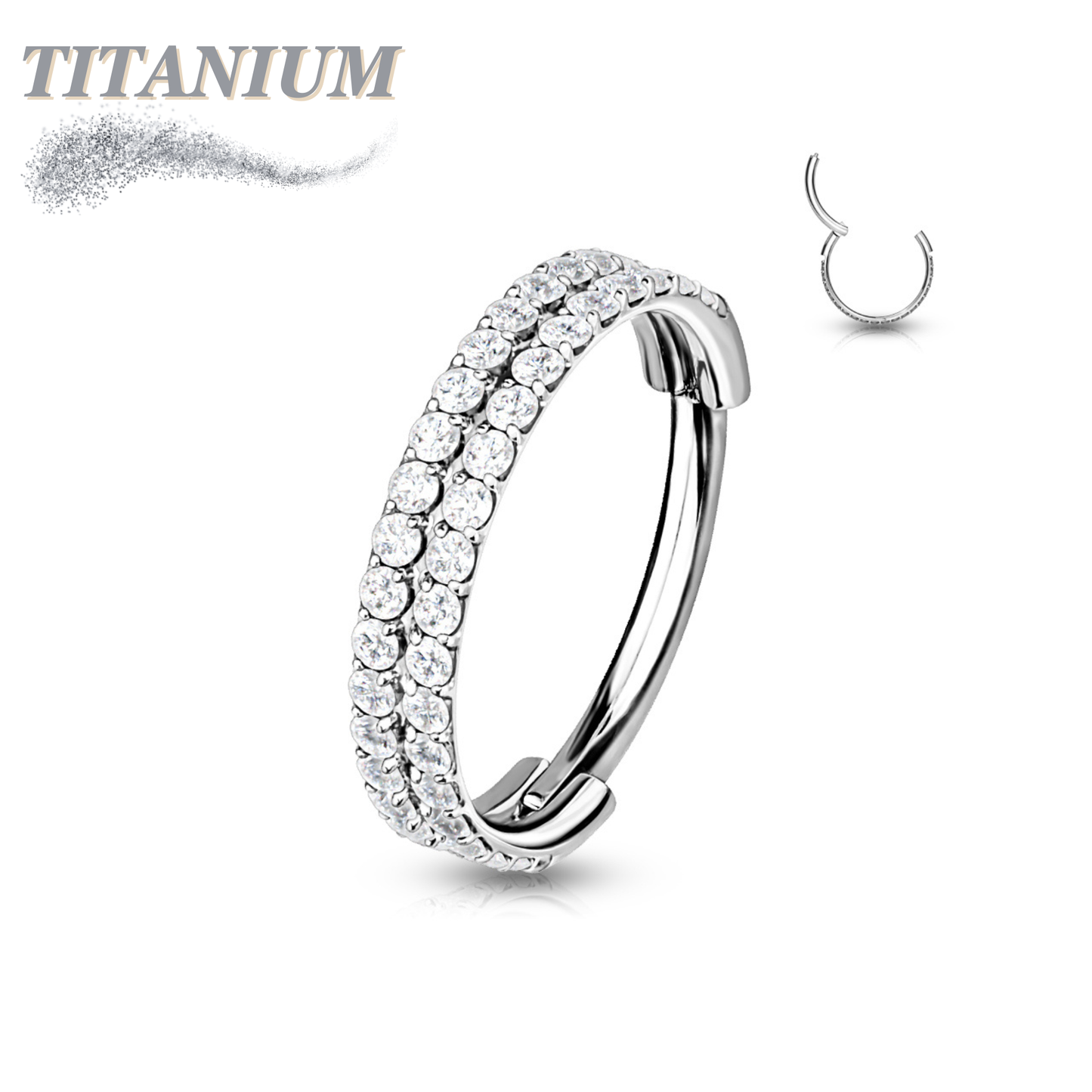Titanium Hinged CZ Outward Side Face Double Row