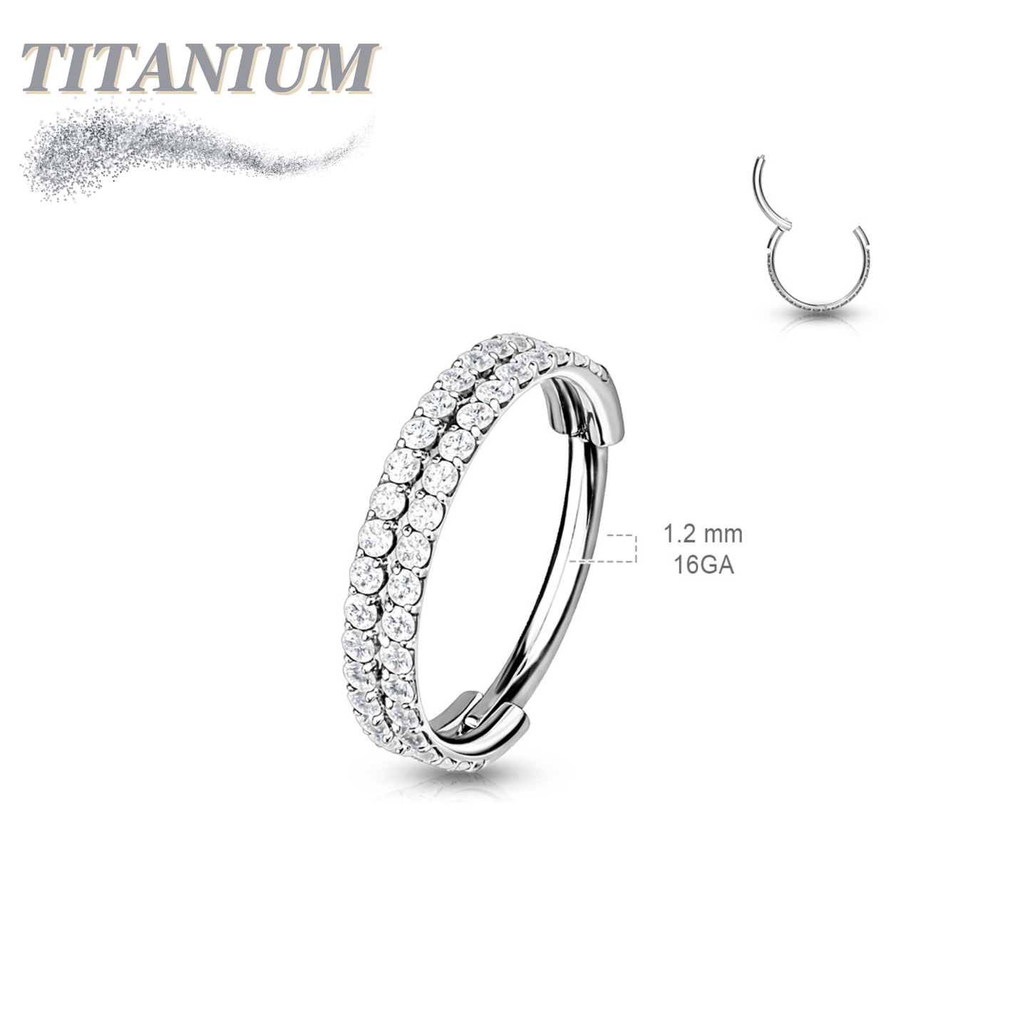 Titanium Hinged CZ Outward Side Face Double Row