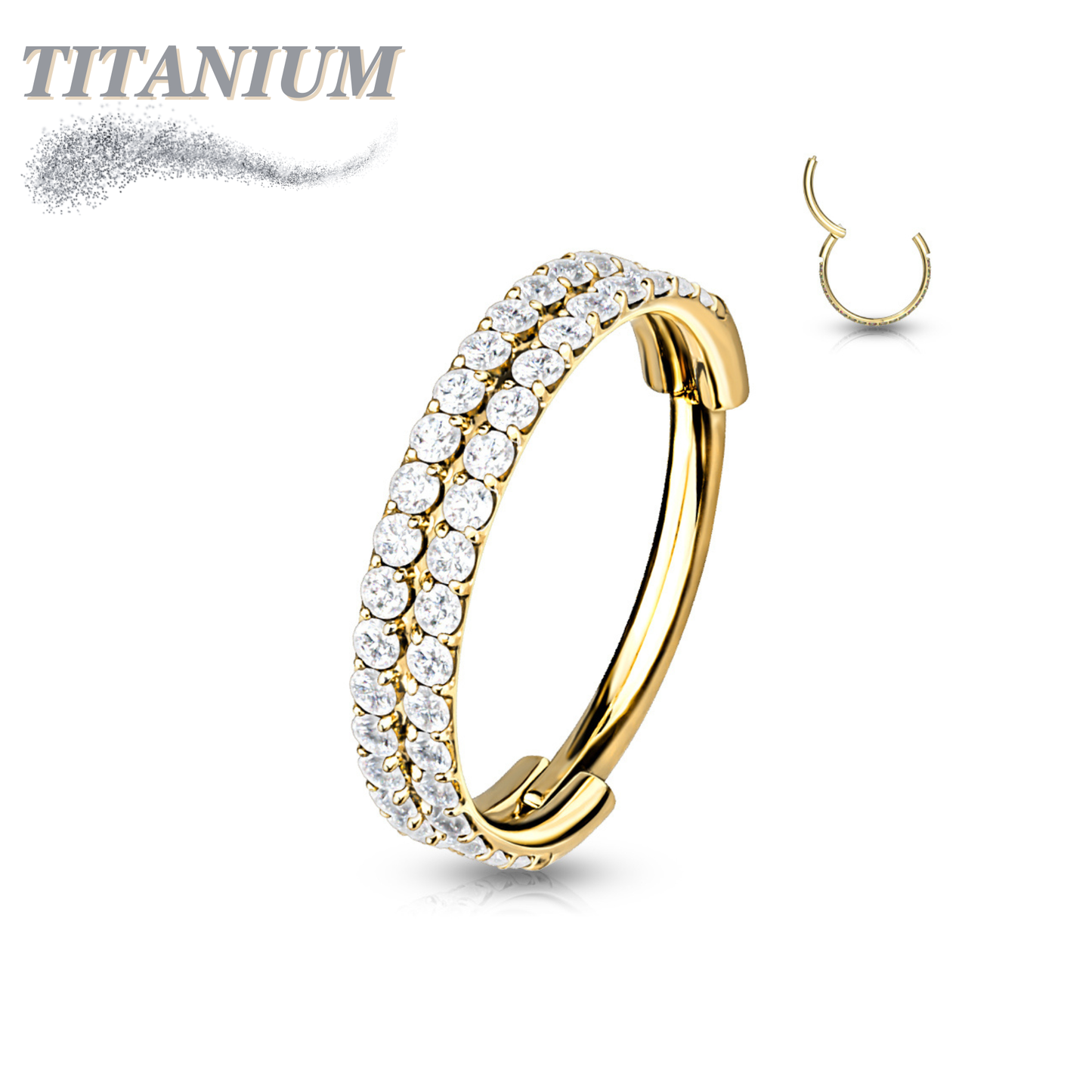 Titanium Hinged CZ Outward Side Face Double Row