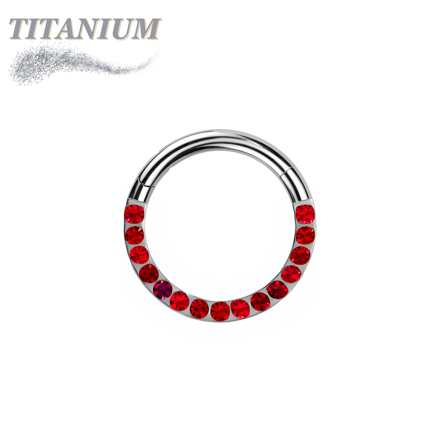 Titanium Hinged Ring with CNC Set CZ/Pearl Lined Paved Front