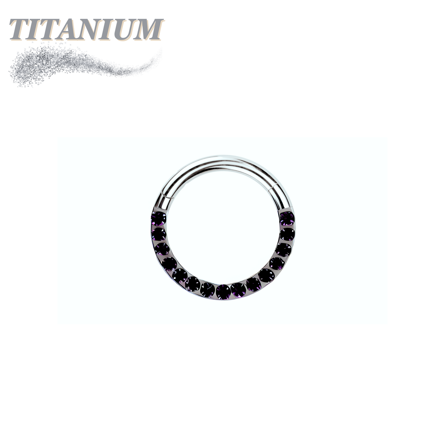 Titanium Hinged Ring with CNC Set CZ/Pearl Lined Paved Front