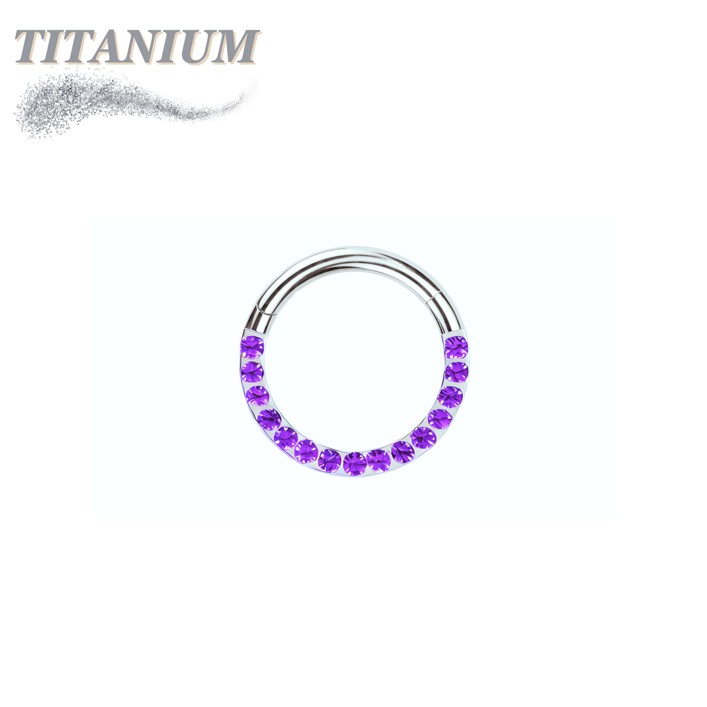 Titanium Hinged Ring with CNC Set CZ/Pearl Lined Paved Front